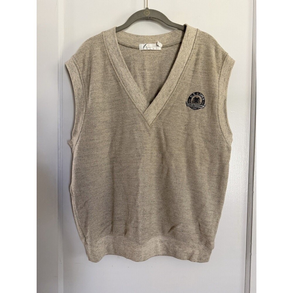 Vintage 1997 U.S. Open Congressional Golf Haley Sweater Vest Mens L Beige USA